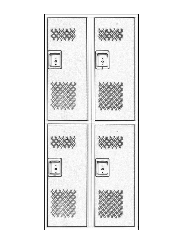 Gelaste locker met vier deuren